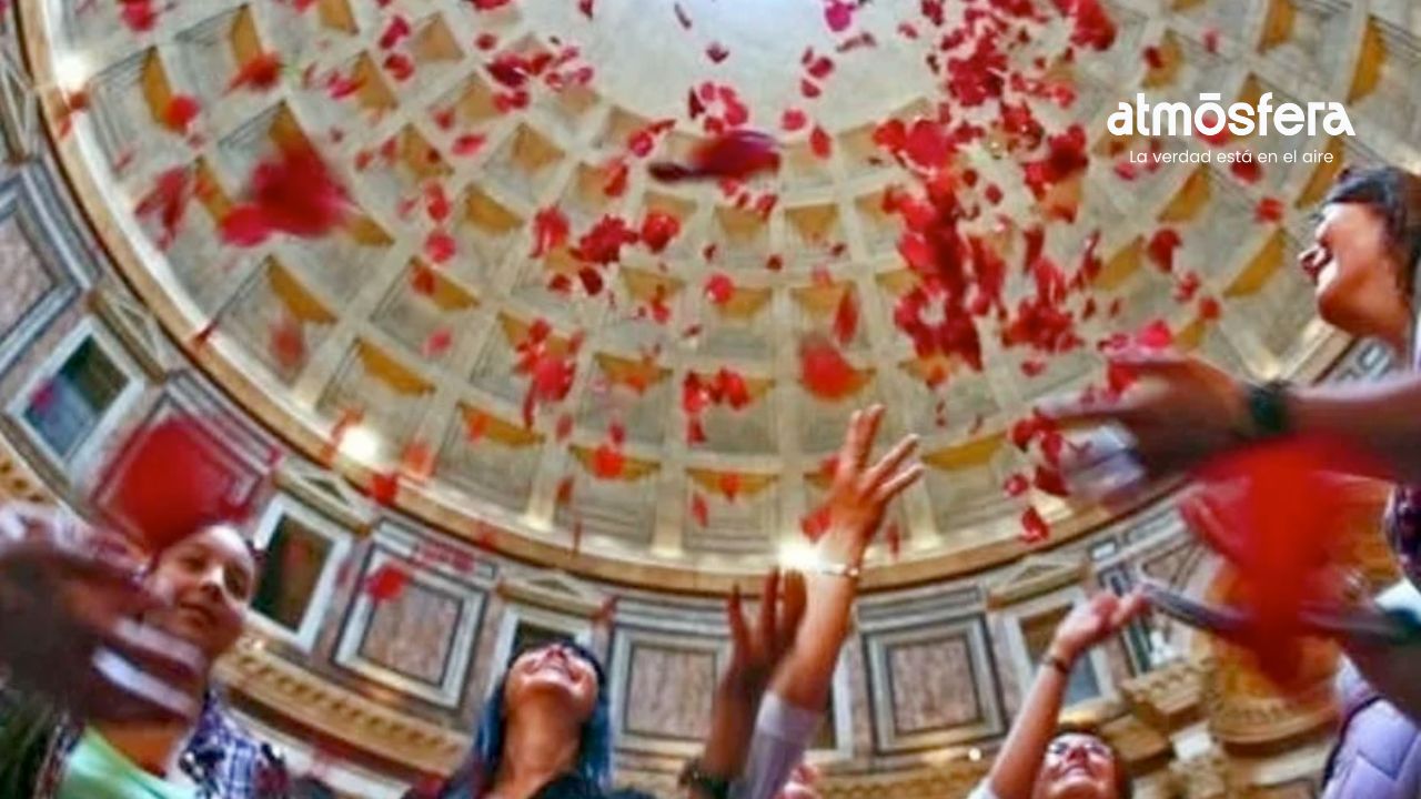 ¡Espectacular! Una lluvia de rosas cubre el Panteón de Roma durante la celebración de Pentecostés